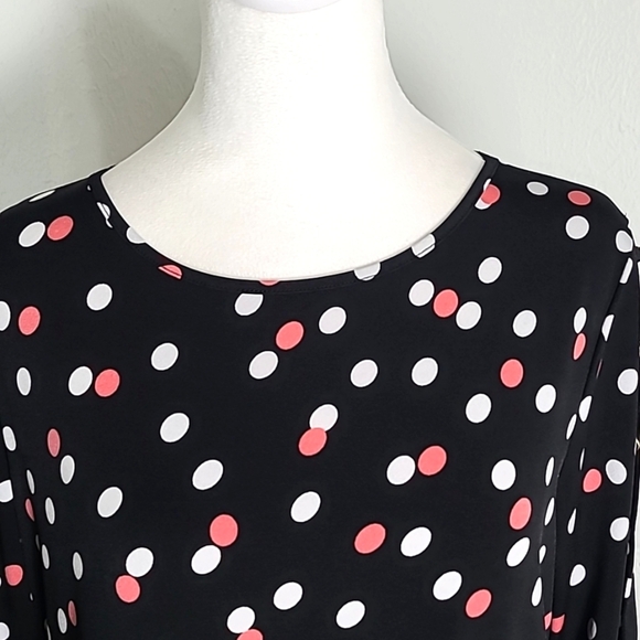 Investments Black, White & Pink Polka-dot Pullover Top,  Size Medium - Picture 3 of 8